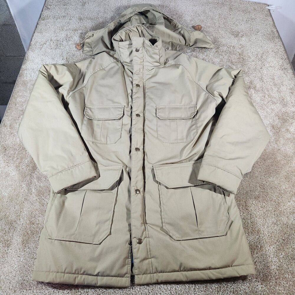 VTG Woolrich Jacket Mens Medium Tan Trench Chore Coat Made in USA 70s